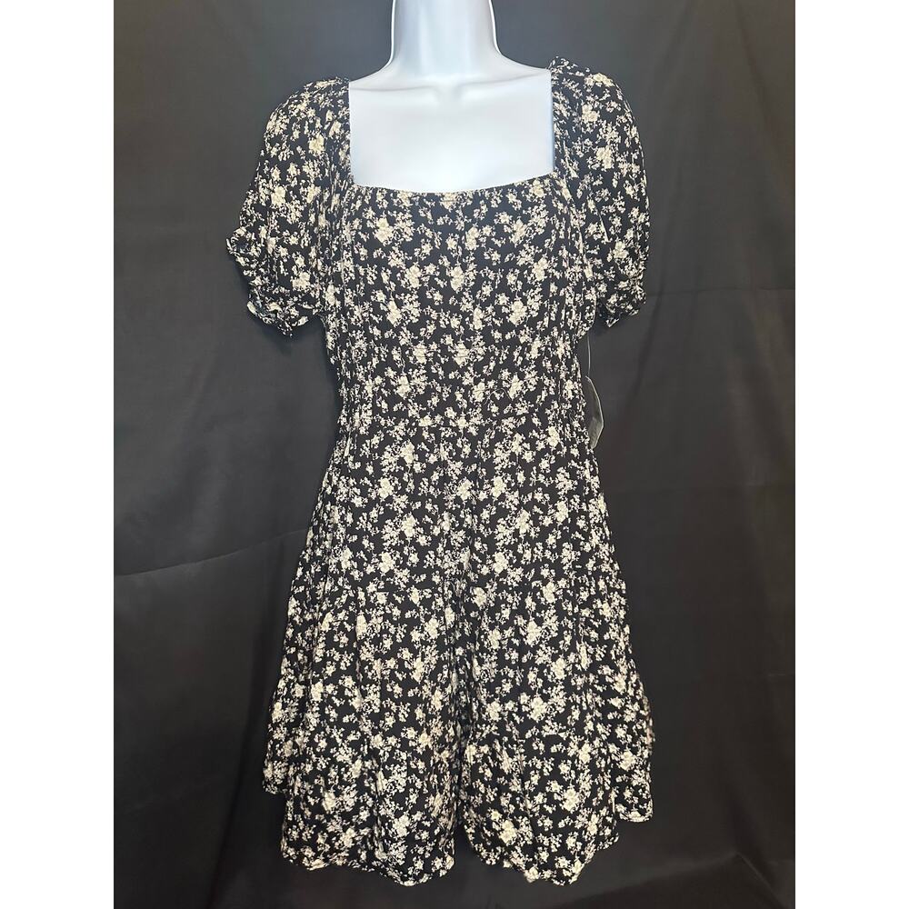 Altar'd State Black Ditsy Floral Mini Dress NWT Lg